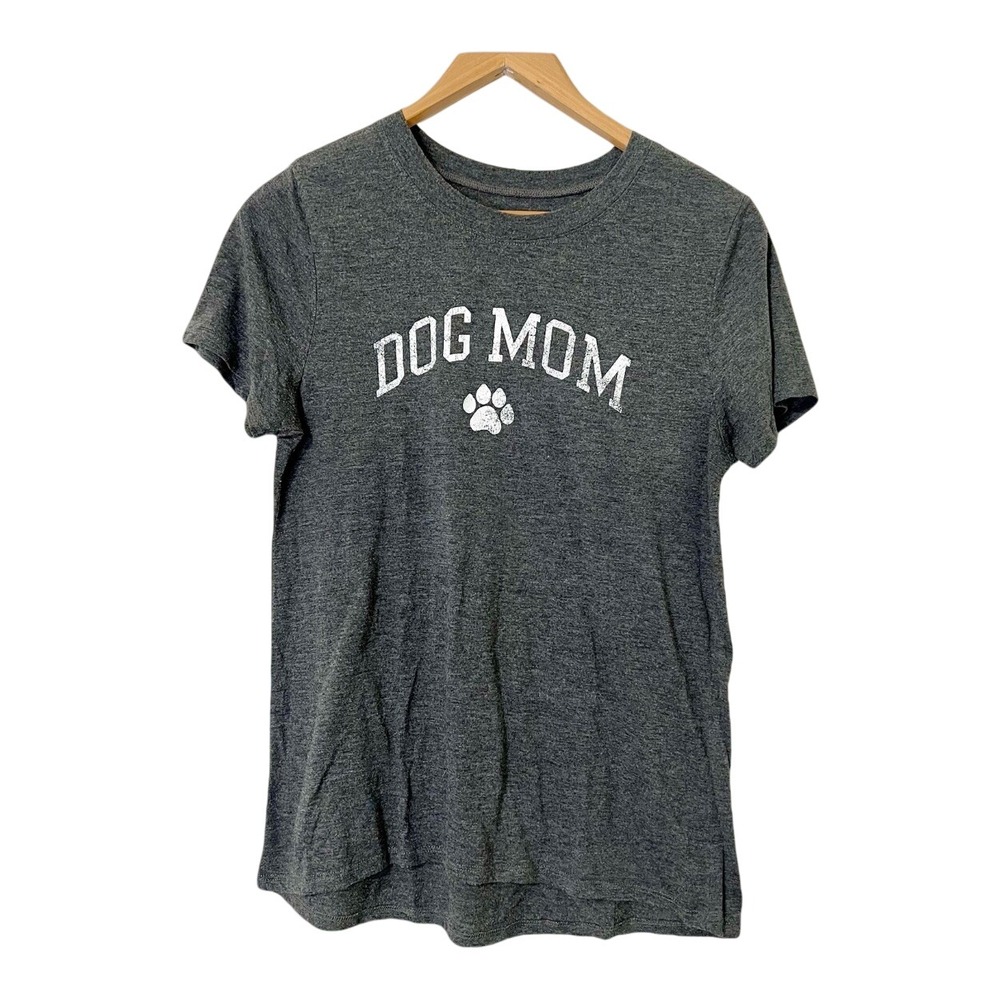 MODERN LUX Dog Mom Graphic‎ T-Shirt Women's Top Short Sleeve Gray